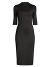 Alice And Olivia Delora Fitted Mockneck Dress In Black