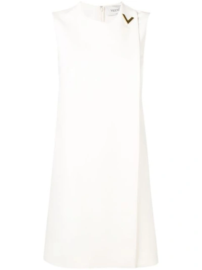 Valentino Sleeveless Jewel-neck Double-crepe Shift Dress In White