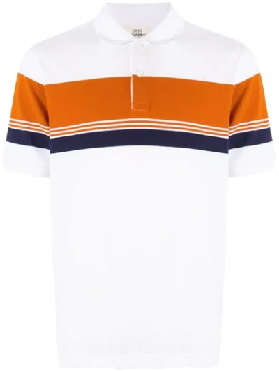 Kent & Curwen Striped Polo Shirt In White