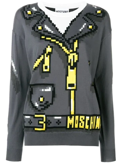 Moschino Logo-pattern Cotton-jersey Jumper In Grey