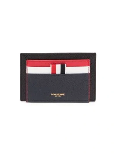 Thom Browne Fun Mix Leather Double Sided Card Holder In Red White Blue