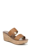 Sam Edelman Rydell Cork-wedge Leather Sandals, Brown In Saddle Brown Leather