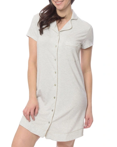 Lusome Marilyn Button-front Nightshirt In Gray Pattern