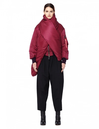 Balenciaga Nylon Bomber Jacket In Burgundy