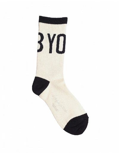 Yohji Yamamoto White Logo Cotton Socks