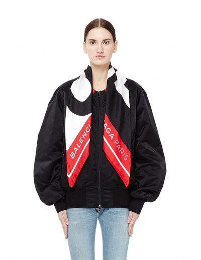 Balenciaga Bomber Jacket With Scarf Collar In Black