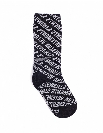 Vetements Logo Cotton Black Crew Socks