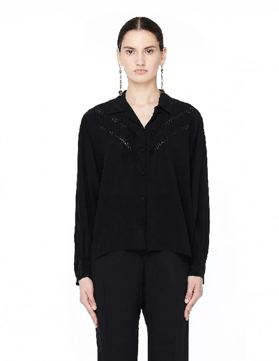 Blackyoto Black Dyed Silk Embroidered Shirt