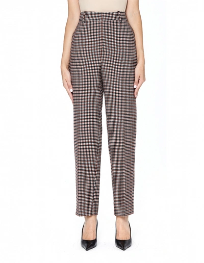 Balenciaga Carrots Wool Vichy High Waisted Pants In Brown