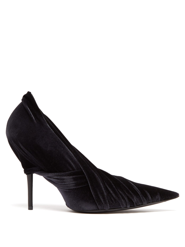 Balenciaga Drape Velvet-wrap Pumps In Black | ModeSens