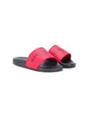 Givenchy Kids' Logo Band Pool Slides In Red