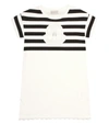 Moncler Kids' Striped Cotton Jersey Dress W/logo Patch In White,blue