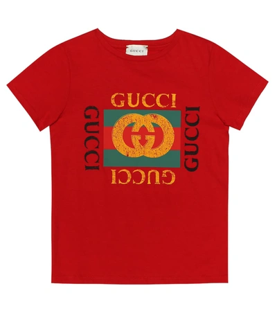 Gucci Logo Printed Cotton Jersey T-shirt In Red