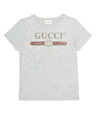 Gucci Kids' Girl's Vintage Logo Short-sleeve Jersey T-shirt, Size 4-10 In Grigio