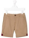 Gucci Kids' Stretch Cotton Gabardine Shorts In Neutrals