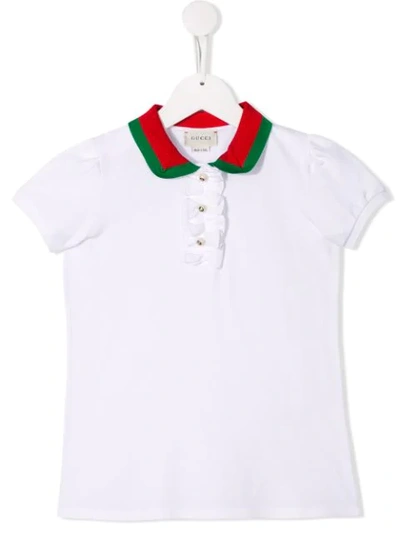 Gucci Kids' Short Sleeve Polo Shirt In White