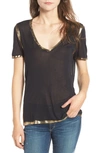 Zadig & Voltaire Tino Golden Foil V-neck Short-sleeve Tee In Black