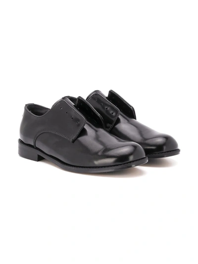 Dsquared2 Kids' Polished Leather Laceless Derby Shoes In Black