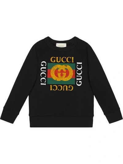 Gucci Kids' Black Sweatshirt With Vintage Logo For Boy