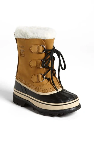 Sorel Kids' Waterproof Coated Leather Boots In Brown