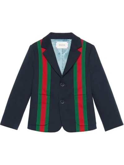 Gucci Kids' Stretch Light Cotton Gabardine Jacket In Blue