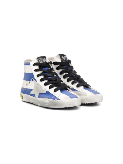 Golden Goose Kids' Francy Stripes Canvas High Top Sneakers In White