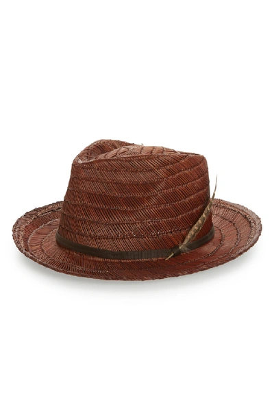 Brixton Crosby Ii Raffia Fedora - Brown In Brown/ Brown