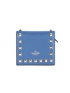 Valentino Garavani Rockstud Leather French Wallet In Blue