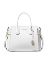 Michael Kors Medium Mercer Leather Satchel In Optic White