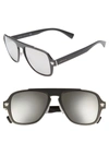 Versace 56mm Mirrored Aviator Sunglasses - Matte Black/ Silver In Matte Black/ Silver Mirror