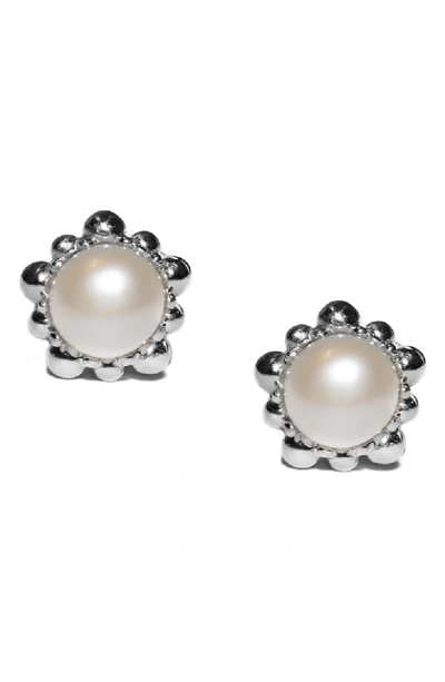 Anzie Dew Drop Pearl Stud Earrings In White Cultured Pearl