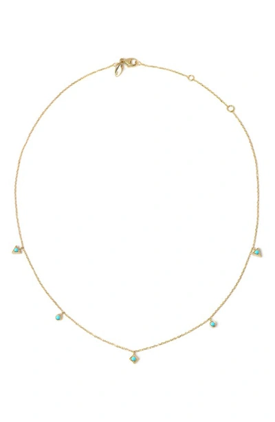 Anzie Cleo Dangling Shapes Turquoise Necklace In Gold/ Turquoise