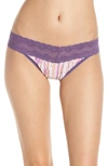 Natori Bliss Perfection Thong In Soco Print/ Grape Jelly