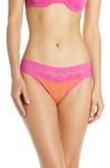 Natori Bliss Perfection Thong In Mandarin/ Vivid Pink