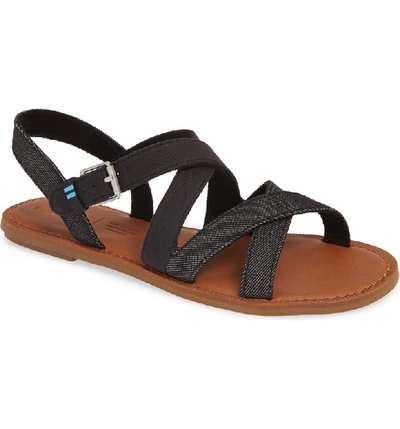 Toms Sicily Sandal In Black Canvas