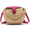 Frances Valentine Honeypot Woven Crossbody Bag In Natural/ Bright Pink