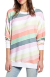 Wildfox Roadtrip Rainbow Stripe Pullover In Multi Color