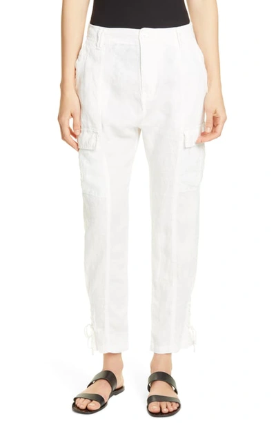 Joie Telutci Tie Cuff Linen Cargo Pants In Porcelain