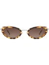 Miu Miu Délice Tortoiseshell Print Oval Sunglasses In Brown Gradient