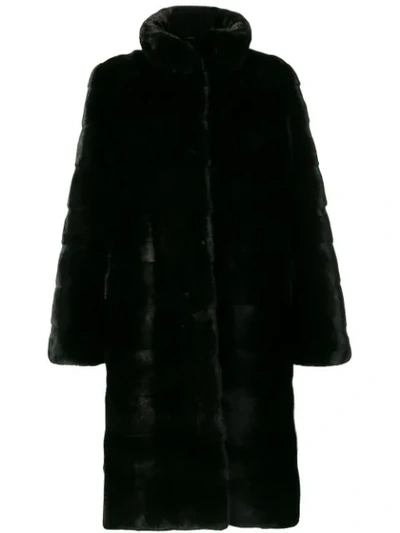 Liska High-collar Coat In Black Glama