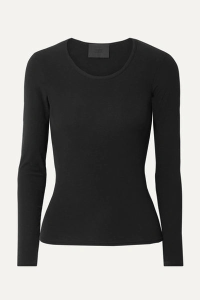 Wone Ribbed Micro Modal-blend Jersey Top In Black