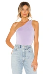 Superdown Devonne One Shoulder Bodysuit In Lavender