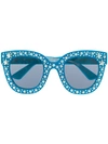 Gucci Crystal-embellished Round Acetate Sunglasses In Blue