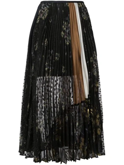 Mame Floral Print Pleated Skirt In Black