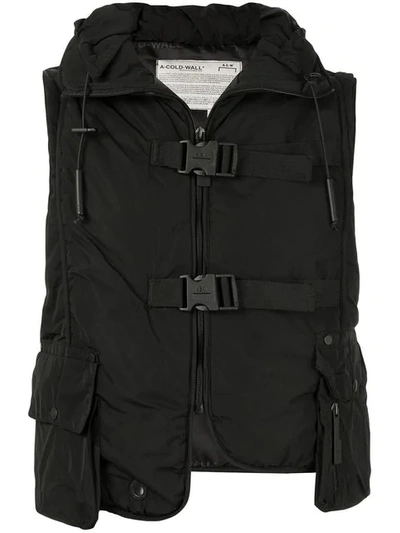 A-cold-wall* Cropped Step Front Padded Nylon Vest In Black