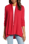 Bobeau High/low Jersey Cardigan In Red