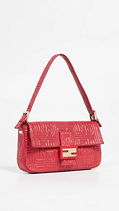 Fendi Red Leather Baguette Bag