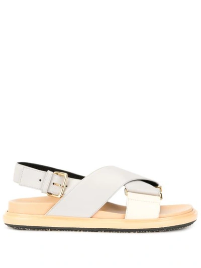 Marni Crossover Strap Sandals In Grey