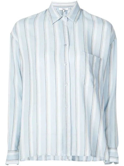 Vince Striped Button Shirt In Blue