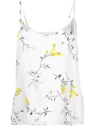 L Agence Jane Print Silk Camisole In Grey